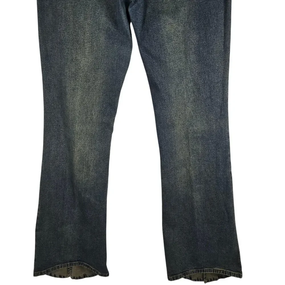 VTG YMI UBU Jeans 32x32 (JR 13) Split Hem Flare Leg Jeans Y2K Pocketless Stretch